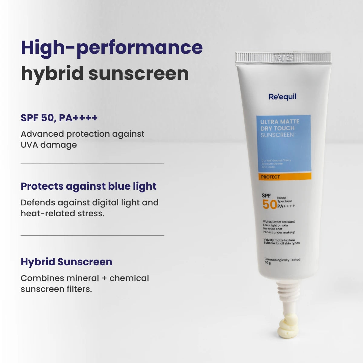 Buy Ultra Matte Dry Touch Sunscreen Gel SPF 50 PA++++ – Re'equil